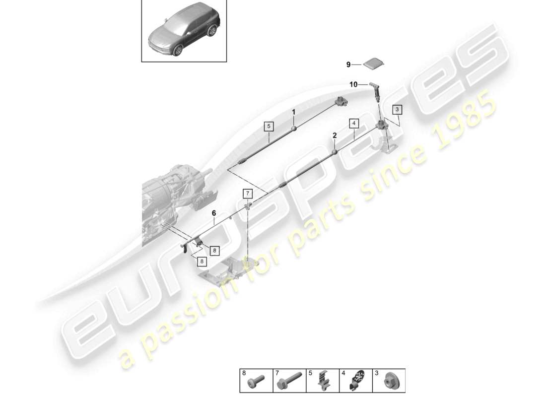 porsche 2021 (cayenne e3 9ya/9yb) actuating unit for emergency release for 8-speed automatic gearbox part diagram