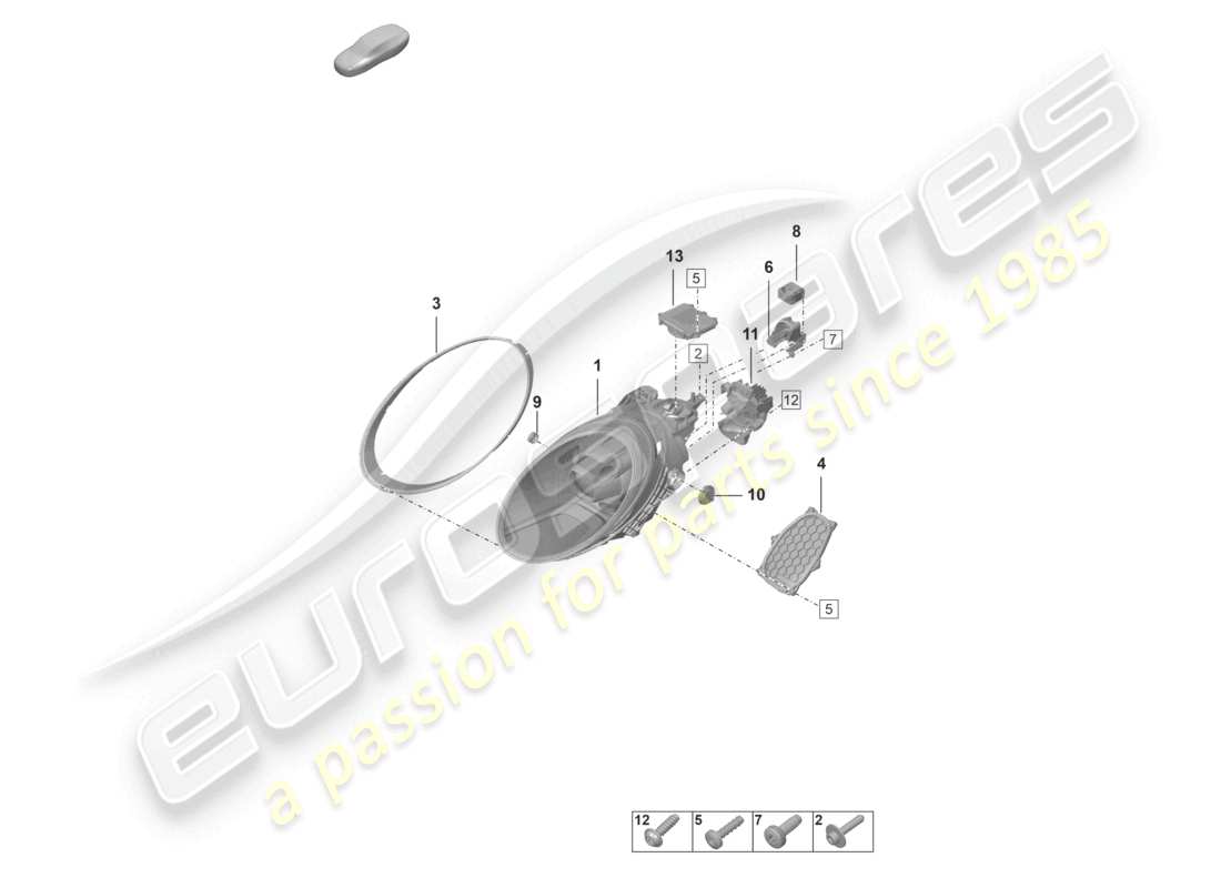 porsche 2022 (992-1 gt3/rs/st) led headlight pdls+ part diagram