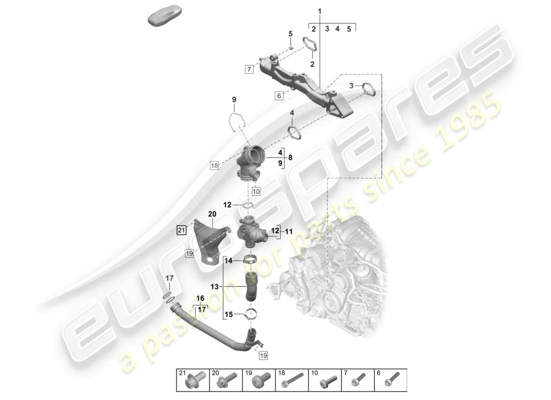 porsche 2023 (992-1 turbo / s) assembly carrier coolant pipe part diagram