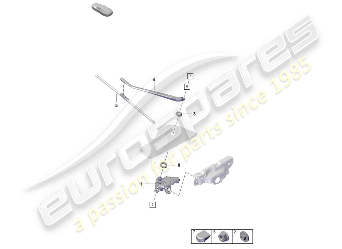 porsche 2024 (992-2) wiper and washer system for rear window part diagram