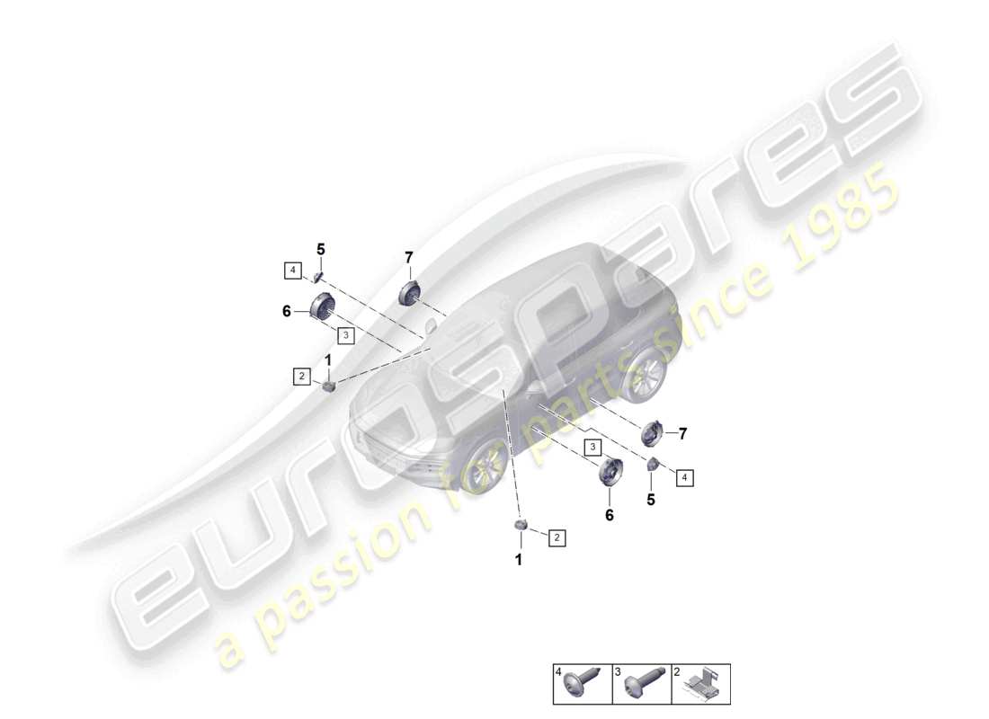 porsche 2025 (cayenne e3 pa) loudspeaker part diagram