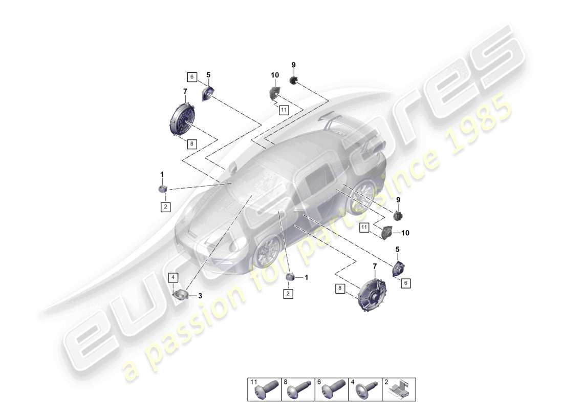 porsche 2026 (992-2 gt3) loudspeaker basic bose sound system part diagram