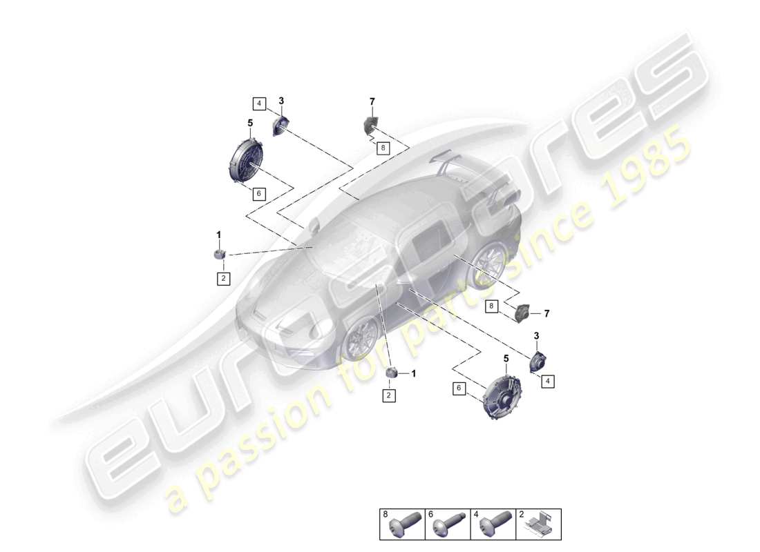 porsche 2026 (992-2 gt3) loudspeaker basic part diagram