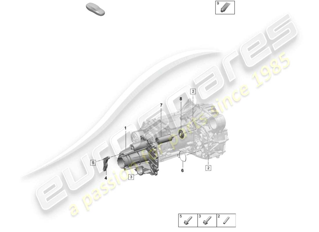 porsche 2025 (macan-e) traction motor for elec. drive front axle oil filter element part diagram