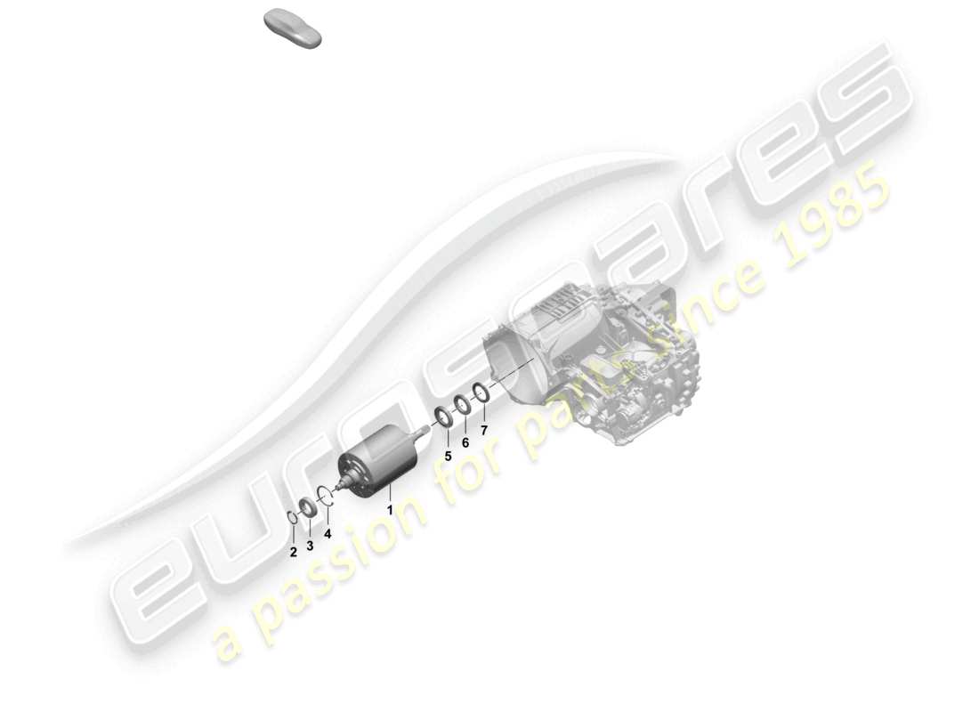 porsche 2025 (macan-e) traction motor for elec. drive rotor unit rear axle part diagram