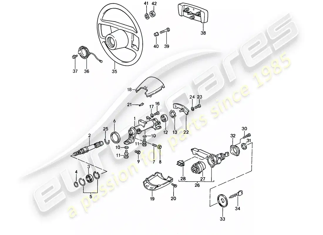 porsche 1989 (911) steering parts parts diagram