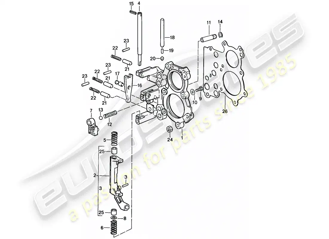 porsche 1989 (911) tensioning plate - shift control lock device - 5-speed parts diagram