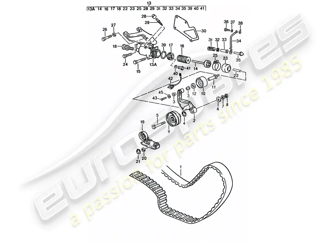 porsche 1992 (928) driving mechanism - camshaft parts diagram