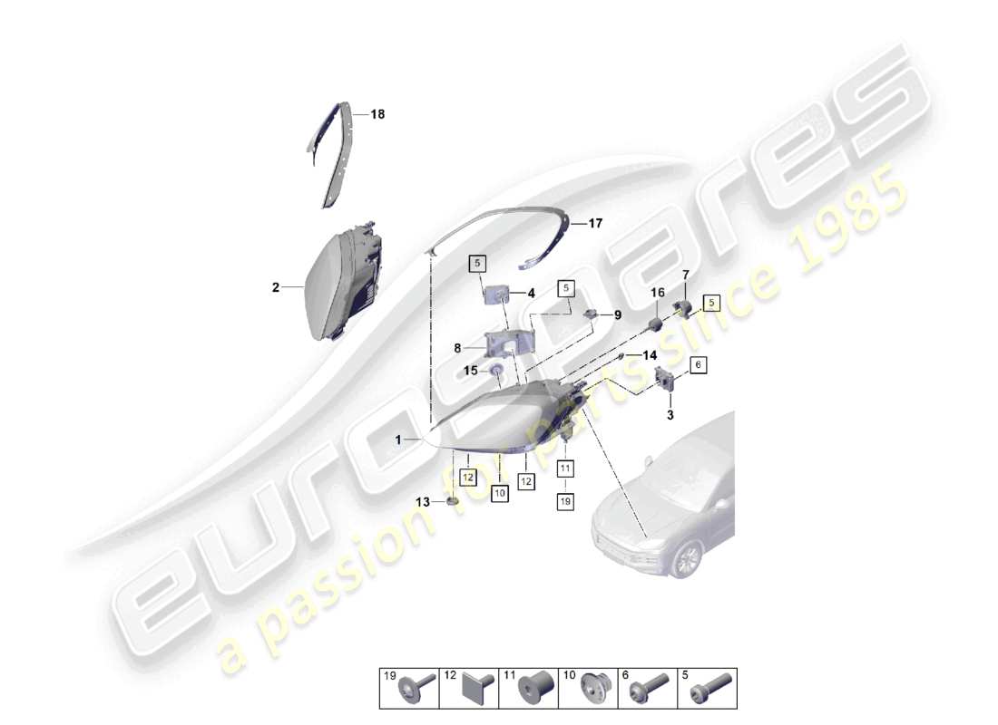 porsche 2024 (cayenne e3 pa) led headlight part diagram