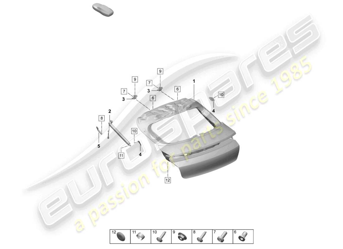 porsche 2025 (taycan 9j1-2) rear lid part diagram