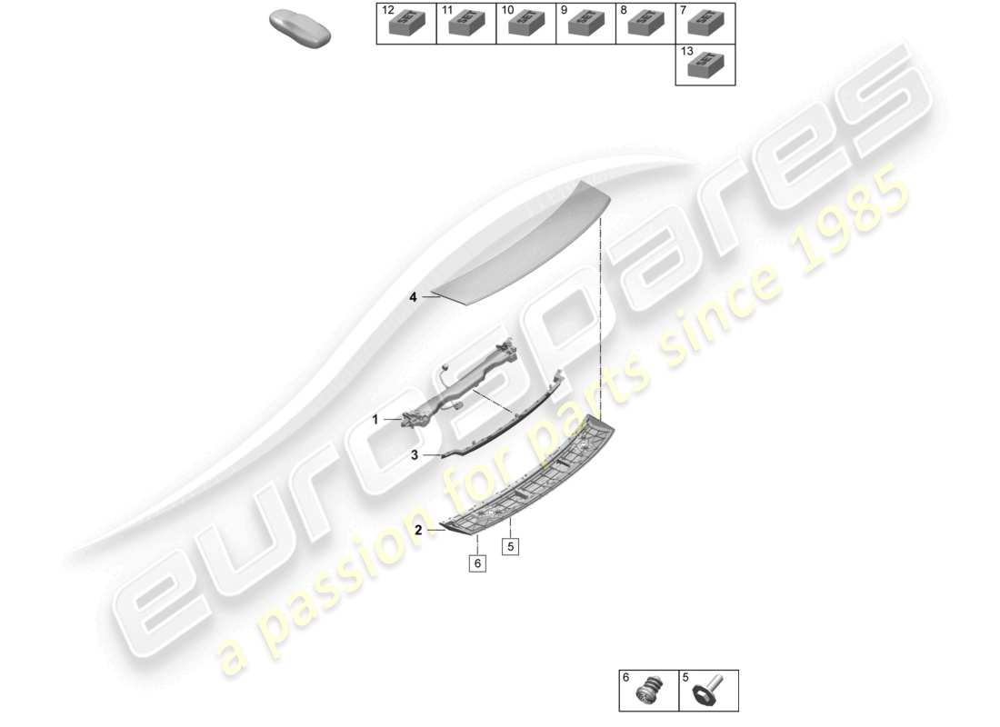 porsche 2025 (taycan 9j1-2) rear spoiler part diagram