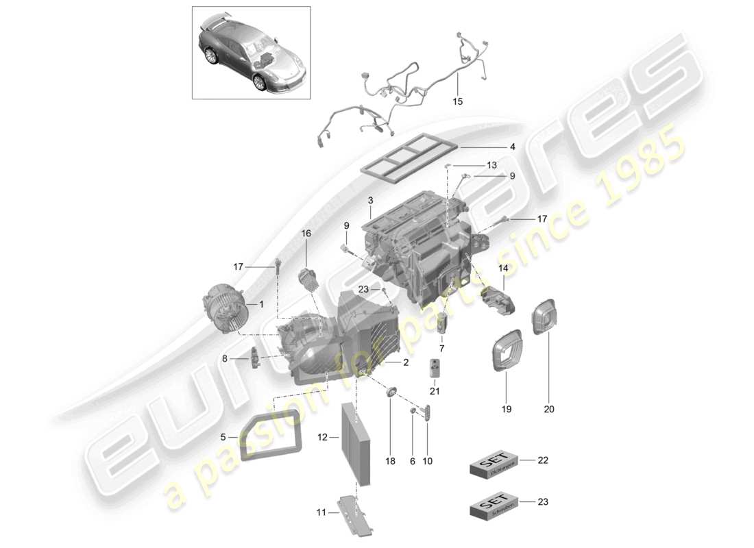 porsche 2021 (991-2 r/gt3/rs) air conditioning and individual parts part diagram