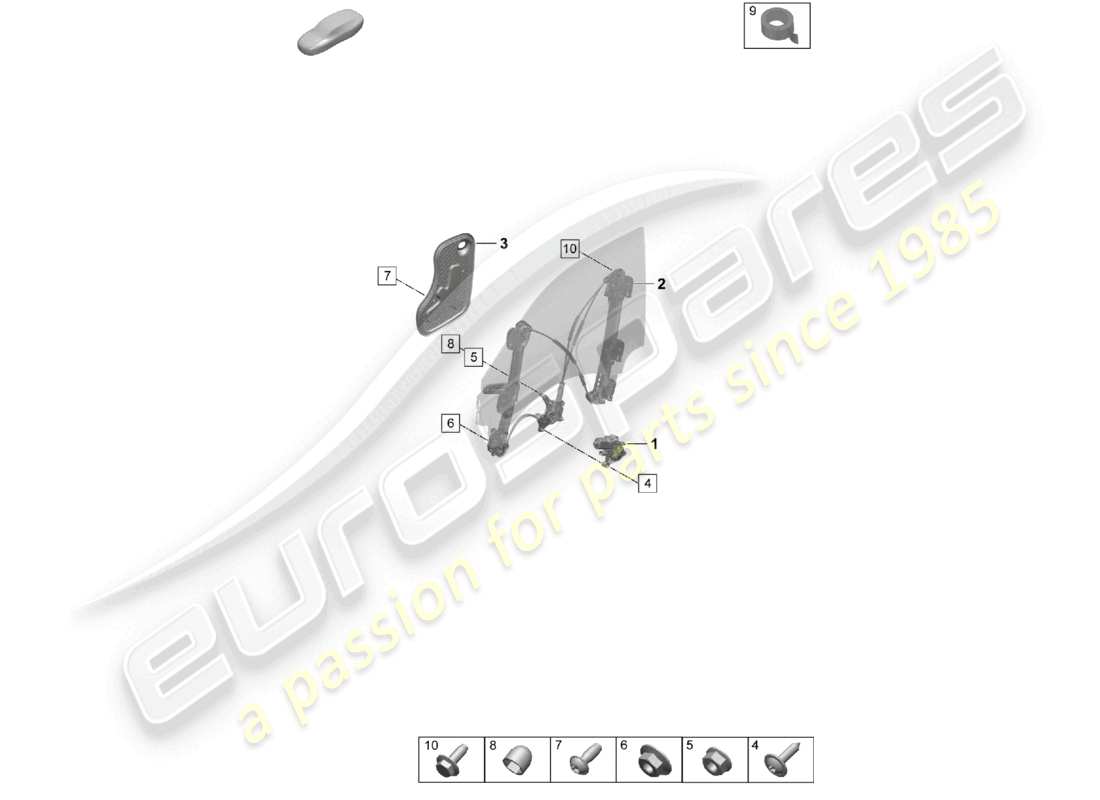 porsche 2026 (taycan 9j1-2) window regulator front window regulator motor accessories part diagram