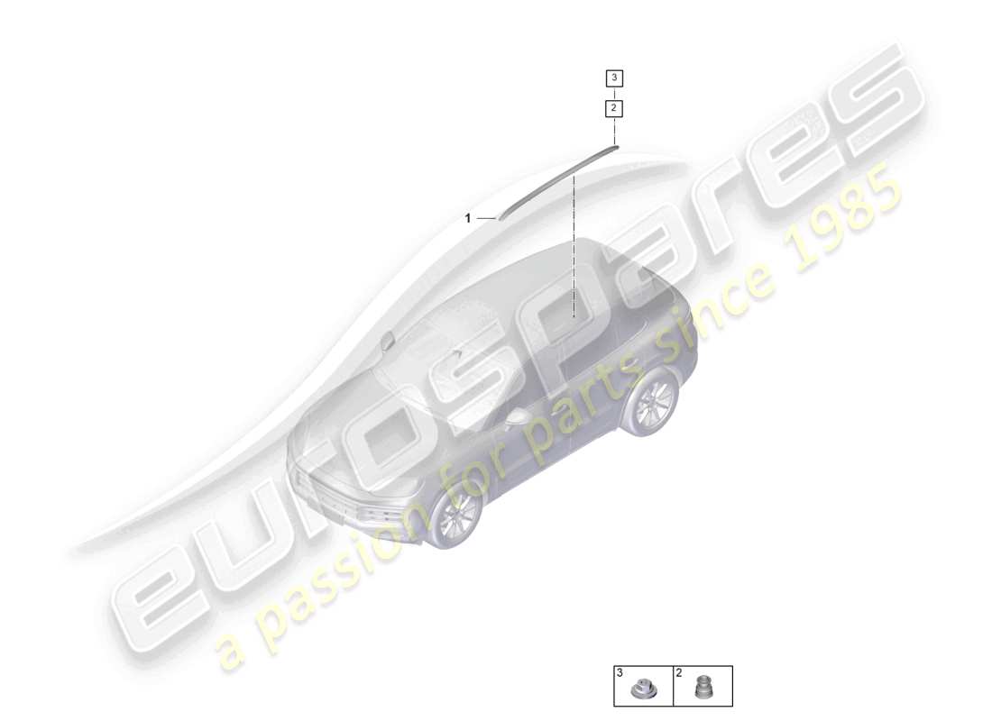 porsche 2024 (cayenne e3 pa) roof rail part diagram