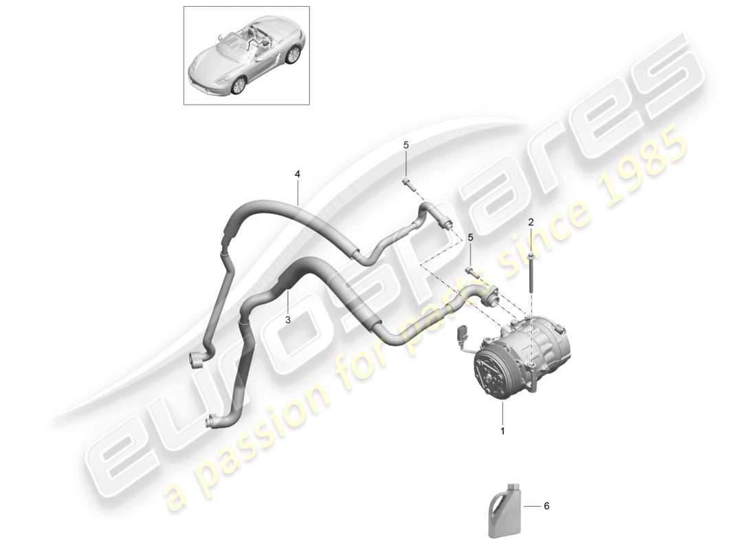 porsche 2023 (718 boxster) compressor air conditioning part diagram