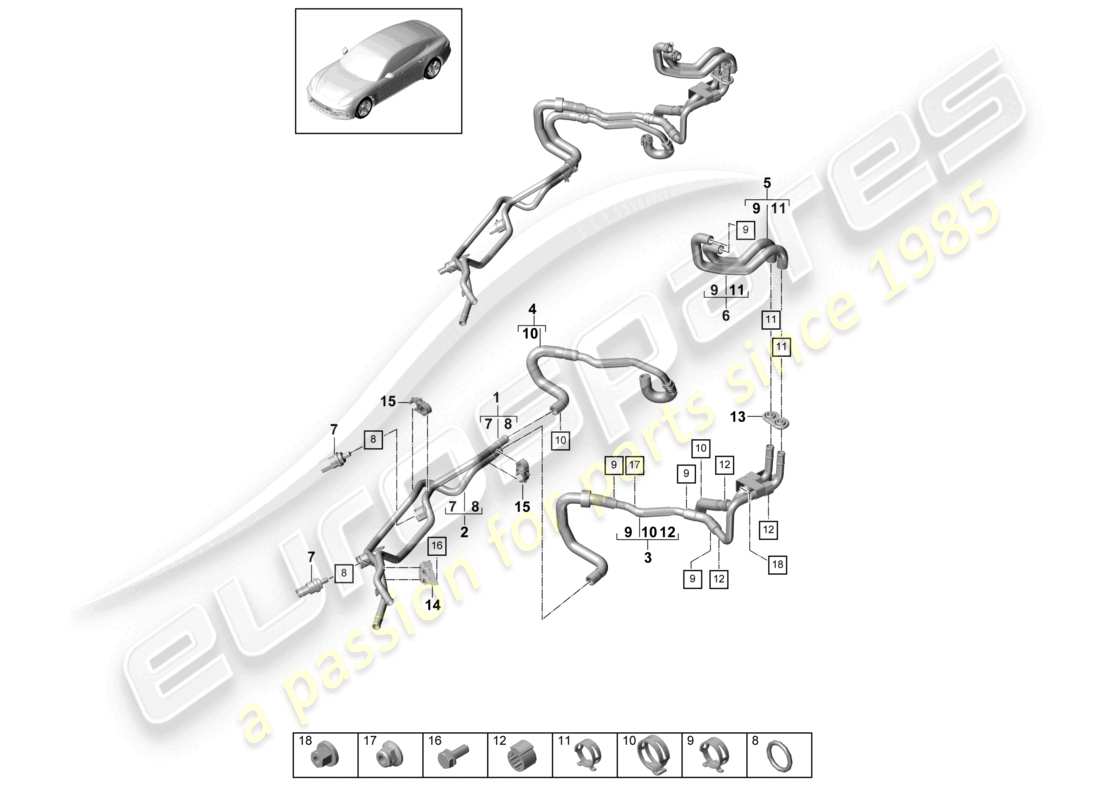 porsche 2021 (panamera 971-1) battery hybrid cooling system parts diagram
