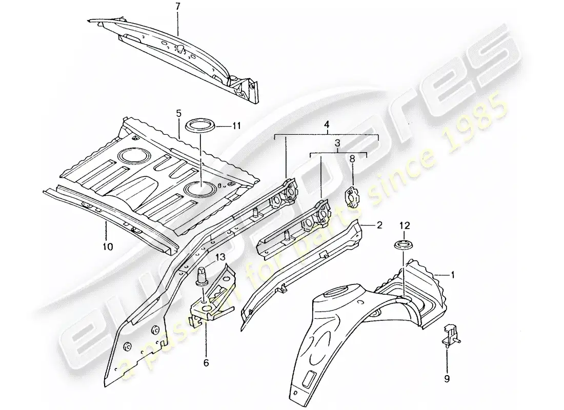 porsche 2003 (986 boxster) rear end - single parts parts diagram