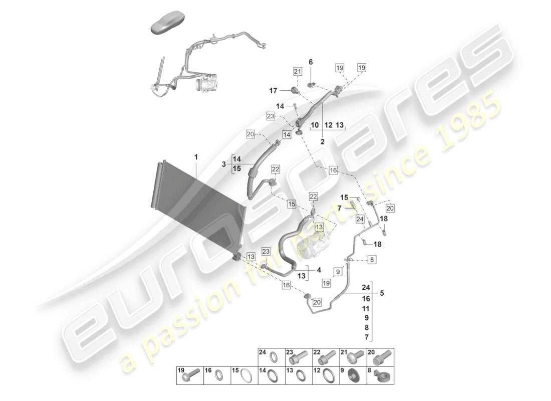 porsche 2023 (panamera 971-2) refrigerant circuit v6 bt r1234yf coolant part diagram