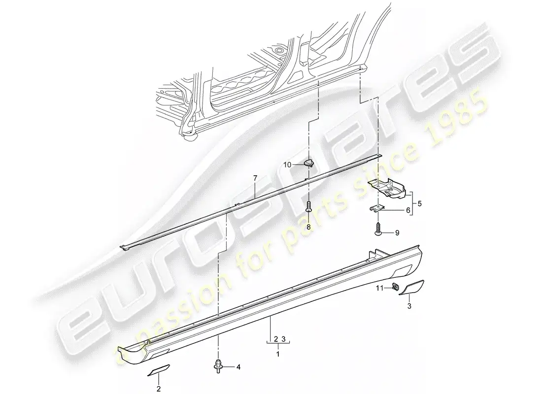 porsche 2004 (cayenne e1 9pa) trims parts diagram