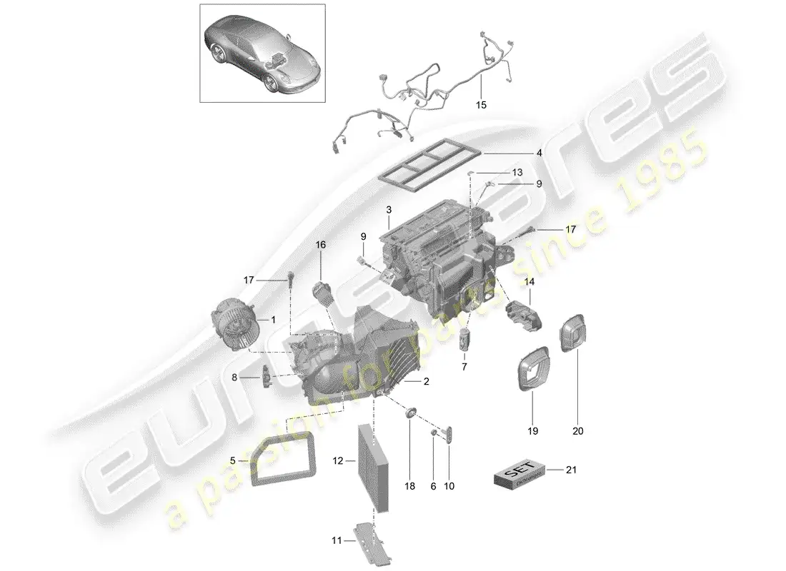 porsche 2013 (991-1) air conditioner parts diagram