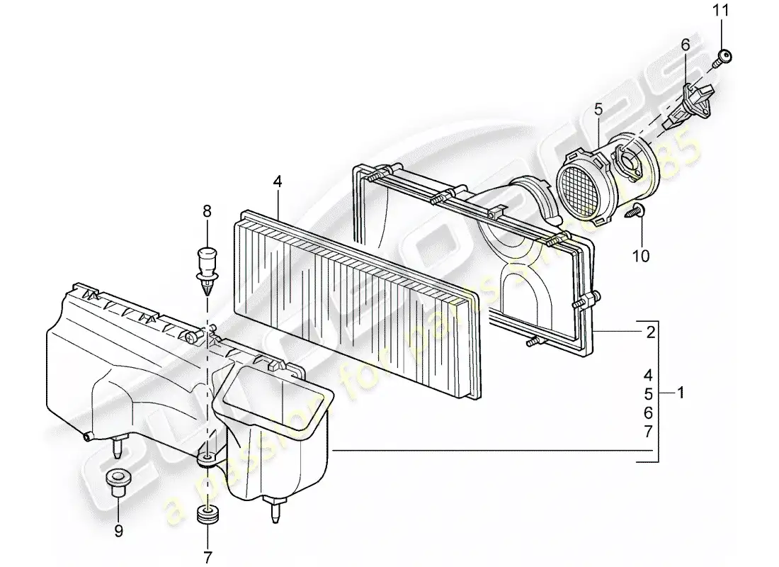 porsche 2007 (997-1 gt3) air cleaner part diagram