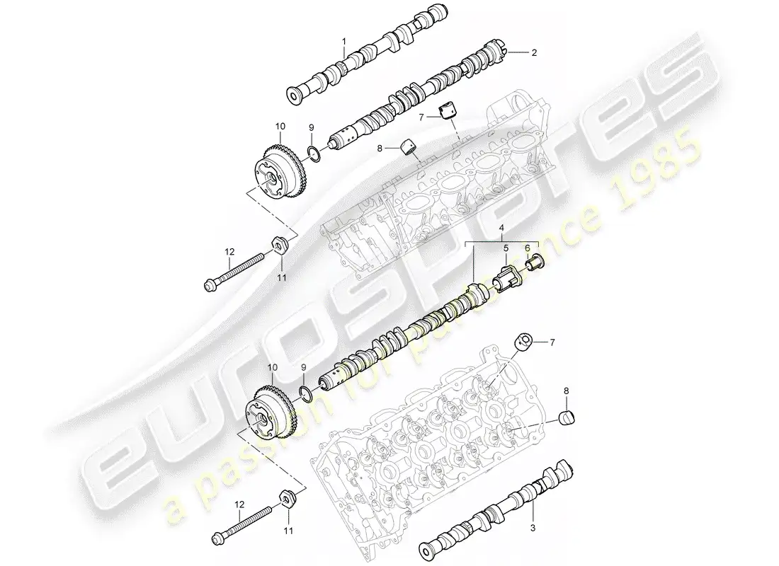 porsche 2009 (cayenne e1 9pa) camshaft part diagram