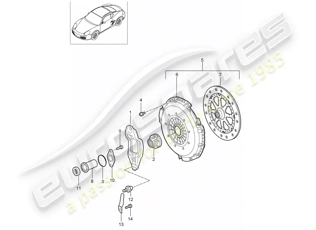 porsche 2008 (987 cayman) clutch parts diagram