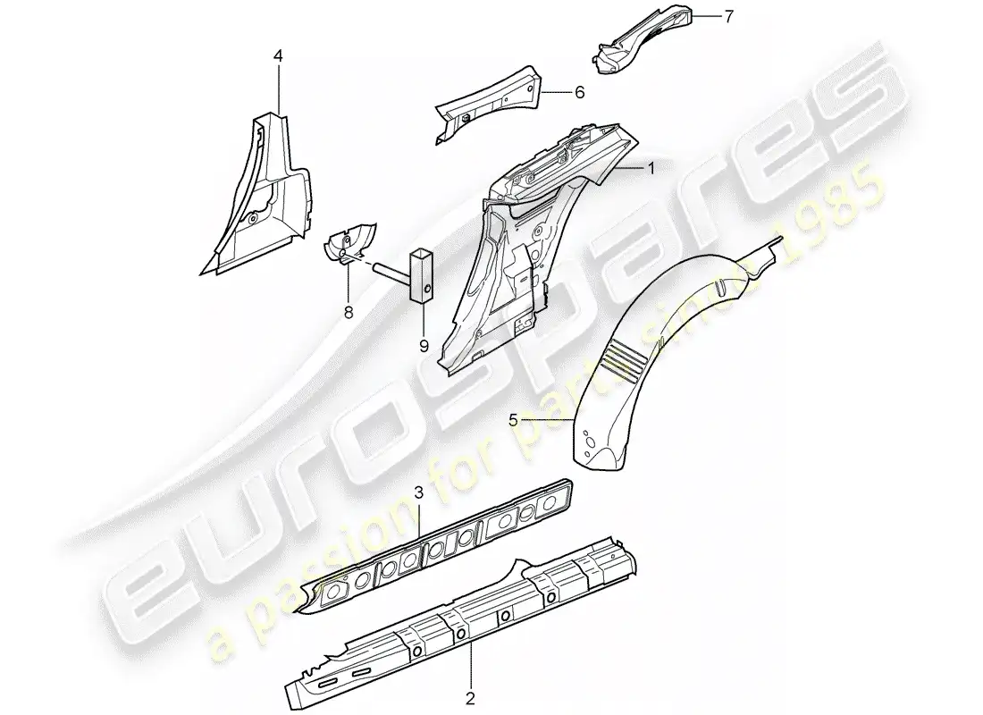 porsche 2006 (997-1) side panel parts diagram