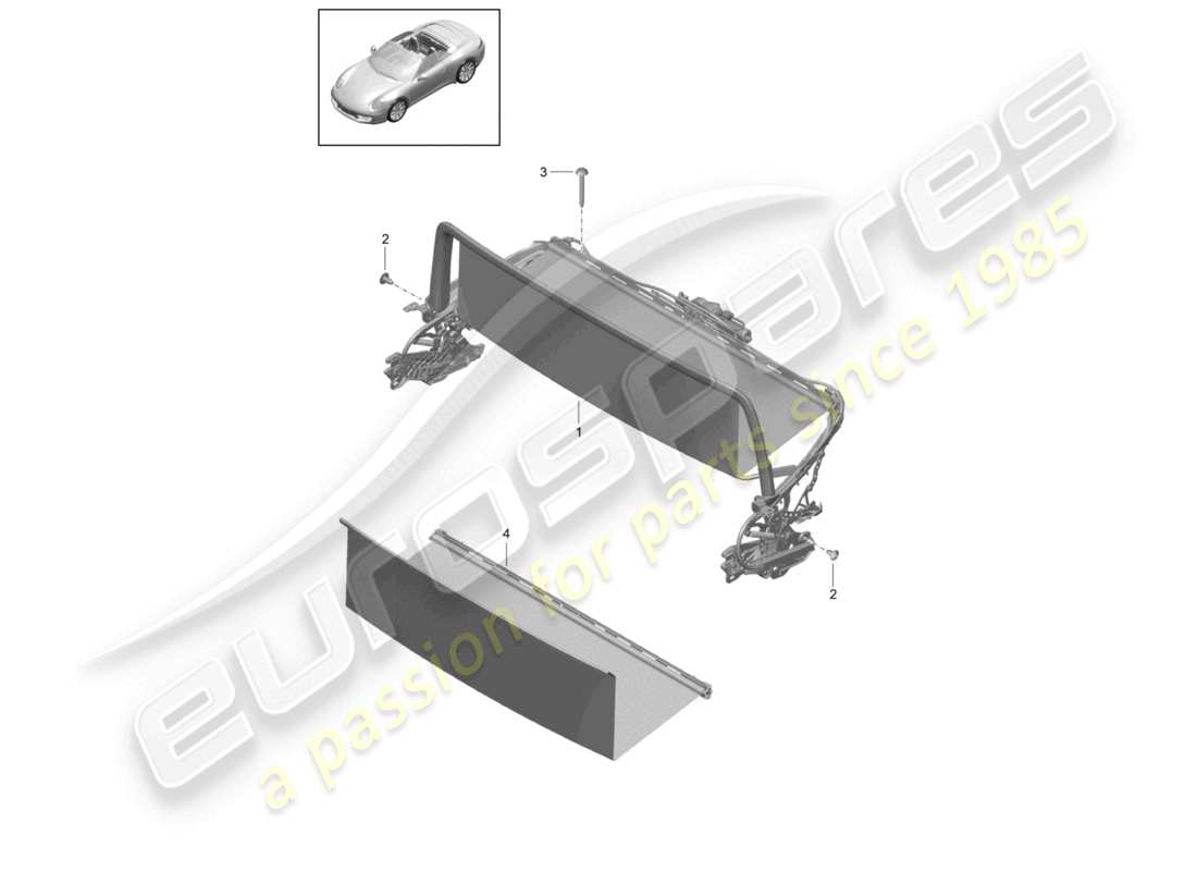 porsche 2024 (992-1) windbreak parts diagram