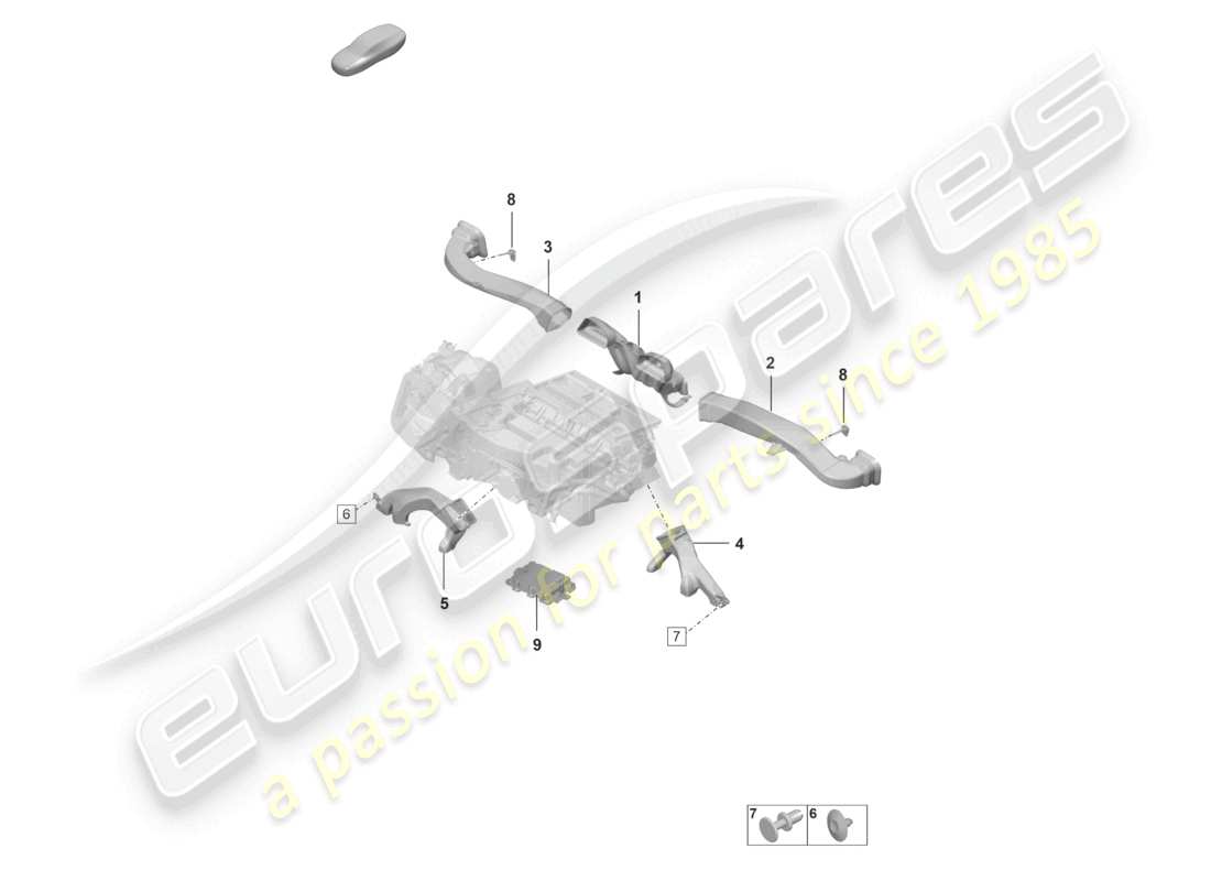 porsche 2025 (992-2 gt3/rs/st) air conditioning interior air guide part diagram