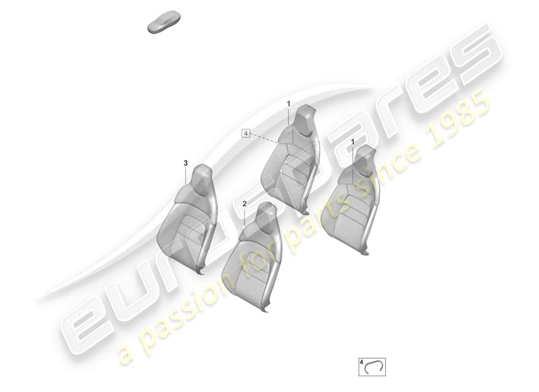 porsche 2025 (taycan 9j1-2) foam part backrest cover standard seat part diagram