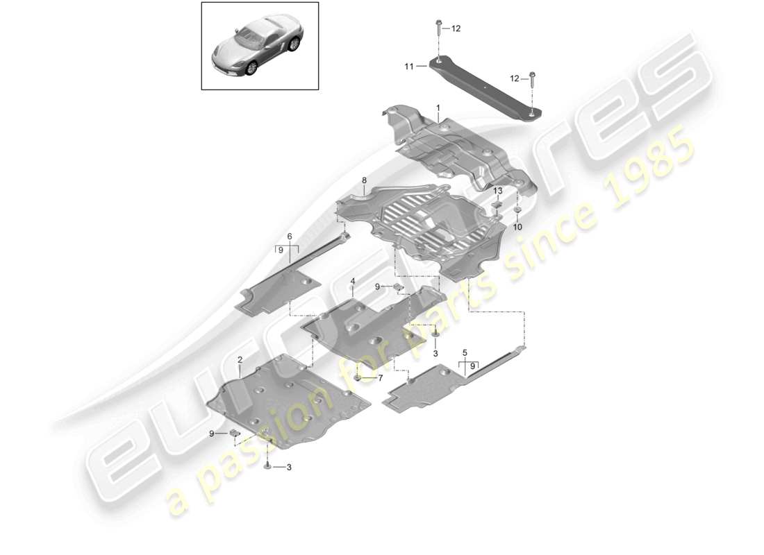 porsche 2021 (718 boxster) trim underbody part diagram