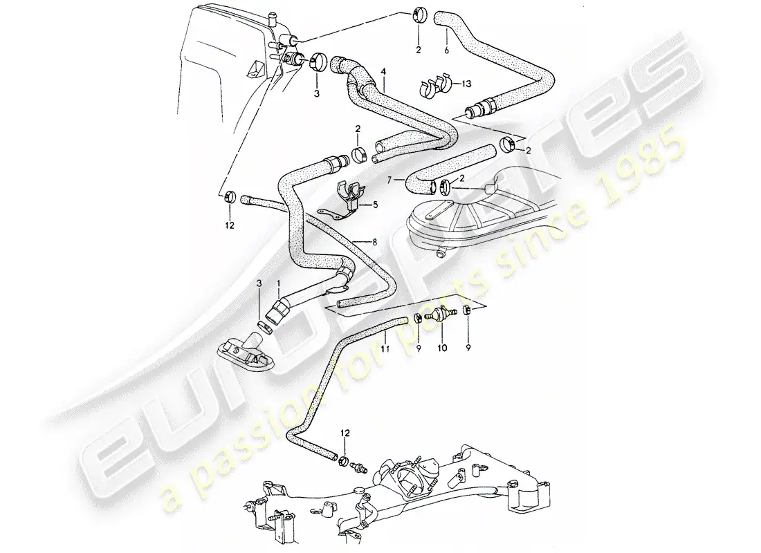 porsche 1990 (964) crankcase - bleeding parts diagram