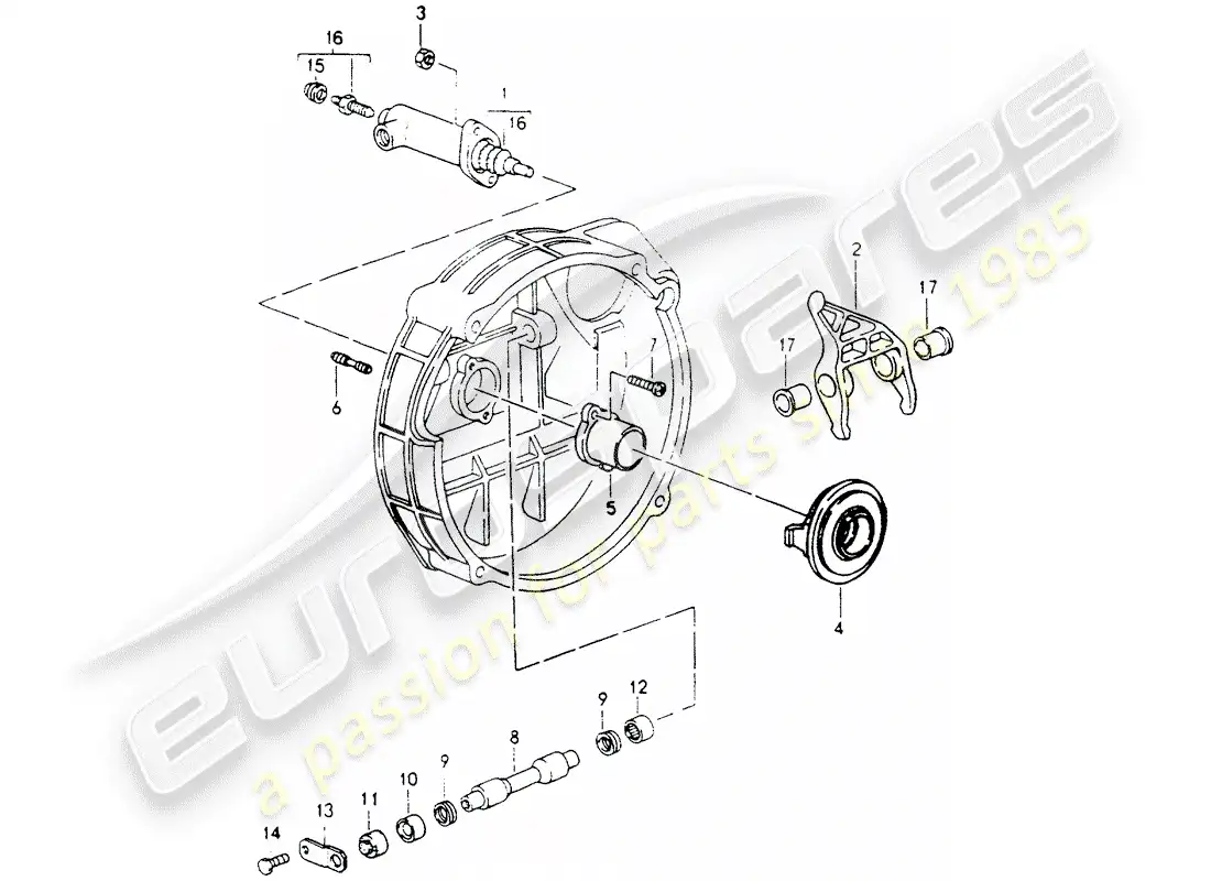 porsche 1993 (964) clutch release parts diagram