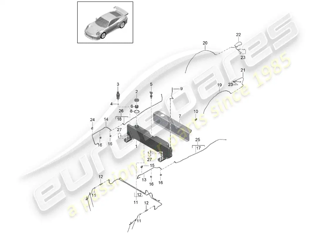 porsche 2016 (991-1 turbo) water reservoir for water parts diagram