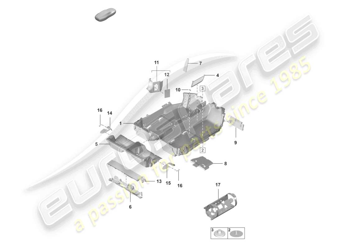 porsche 2026 (992-2 gt3/rs/st) flooring (carpet) trims part diagram