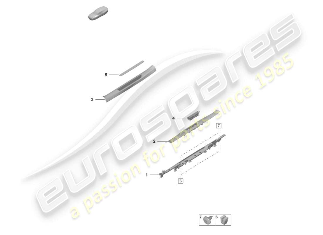 porsche 2022 (992-1 gt3/rs/st) side member trim inner part diagram