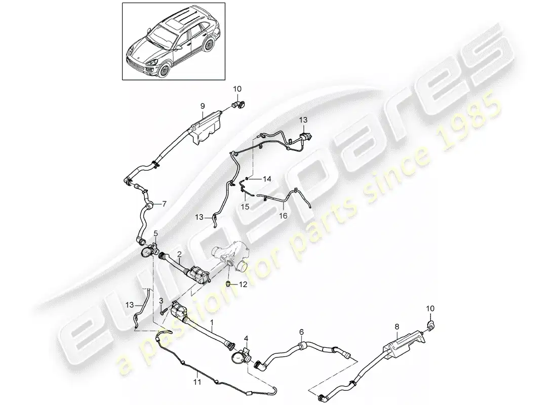 porsche 2014 (cayenne e2 92a) charge air cooler part diagram