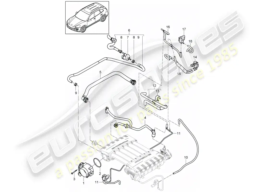 porsche 2014 (cayenne e2 92a) throttle body parts diagram