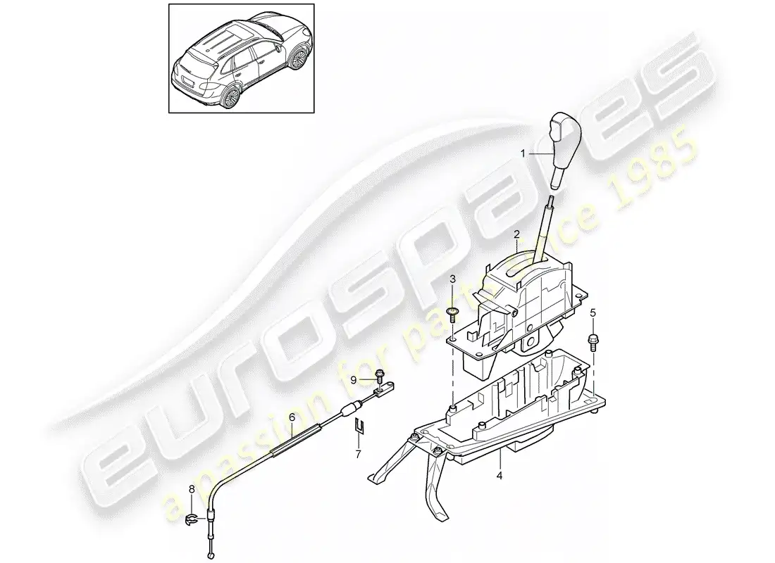 porsche 2014 (cayenne e2 92a) selector lever part diagram