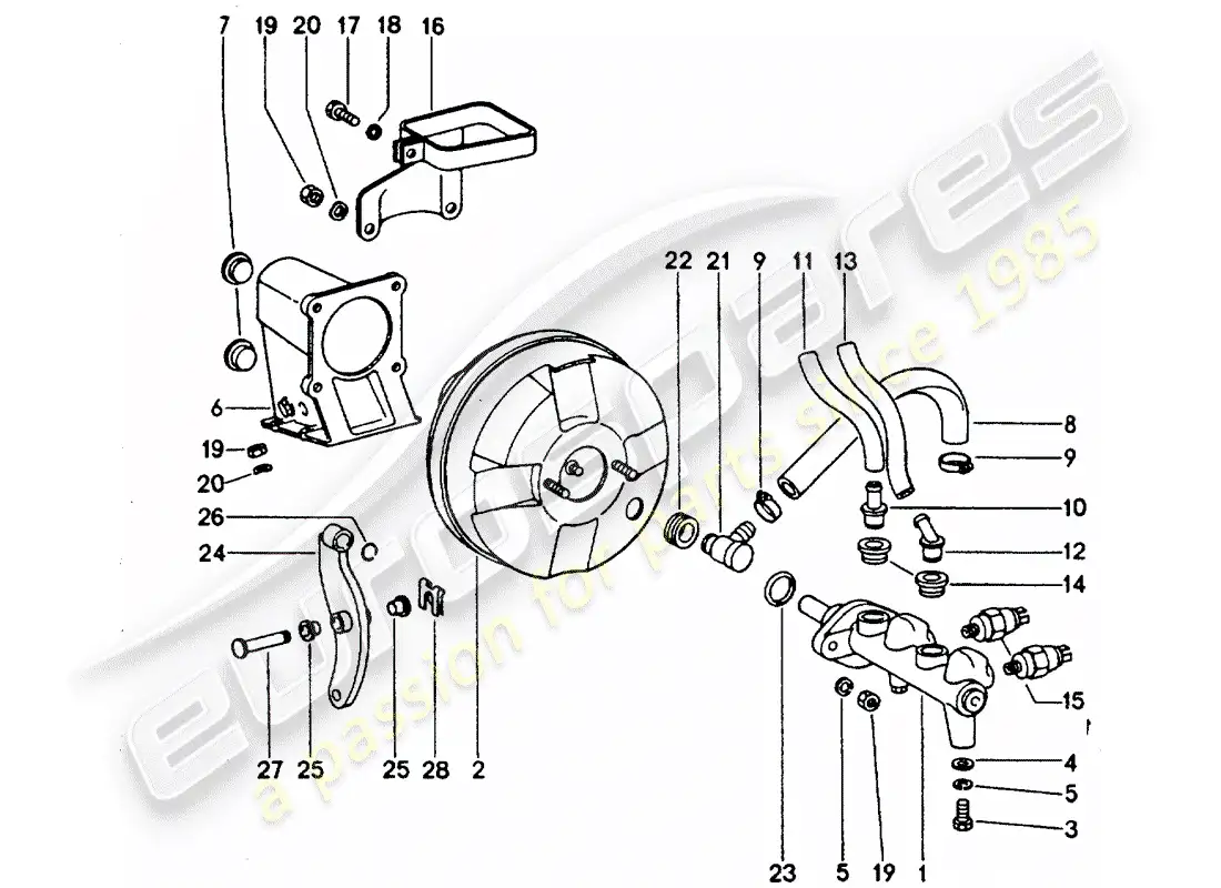 porsche 1976 (911 turbo) brake master cylinder - for vehicles with - brake booster - d - mj 1977>> parts diagram