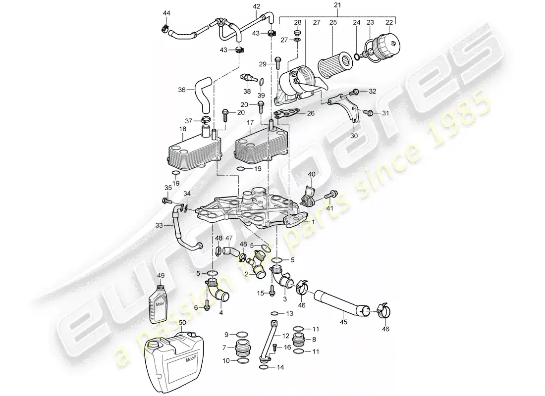 porsche 2007 (997-1 turbo / gt2) oil filter parts diagram