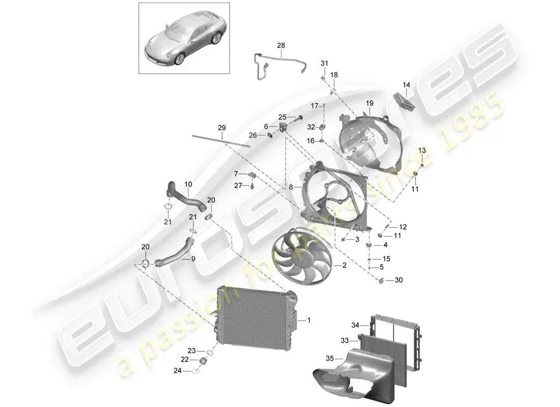 porsche 2020 (991-2) water cooling parts diagram