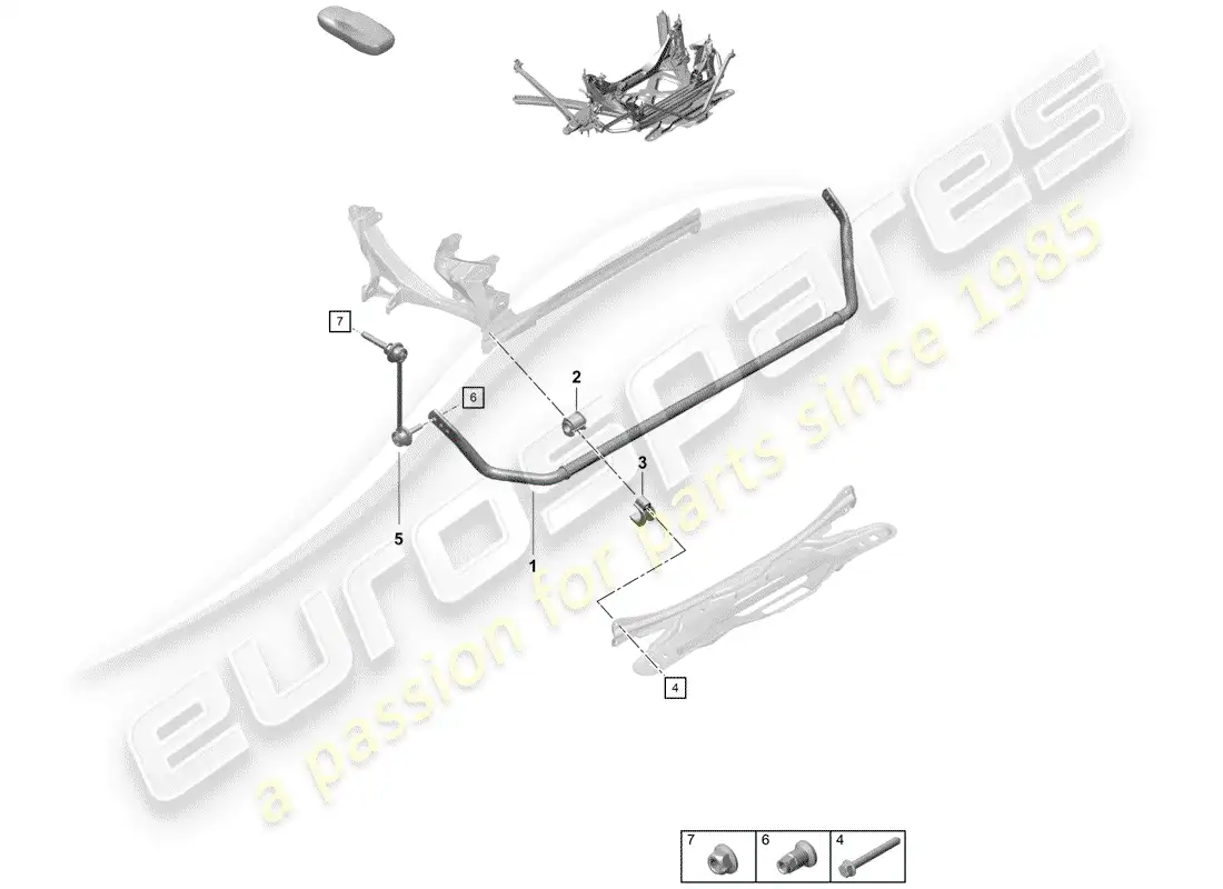 porsche 2020 (718 boxster spyder) stabilizer parts diagram