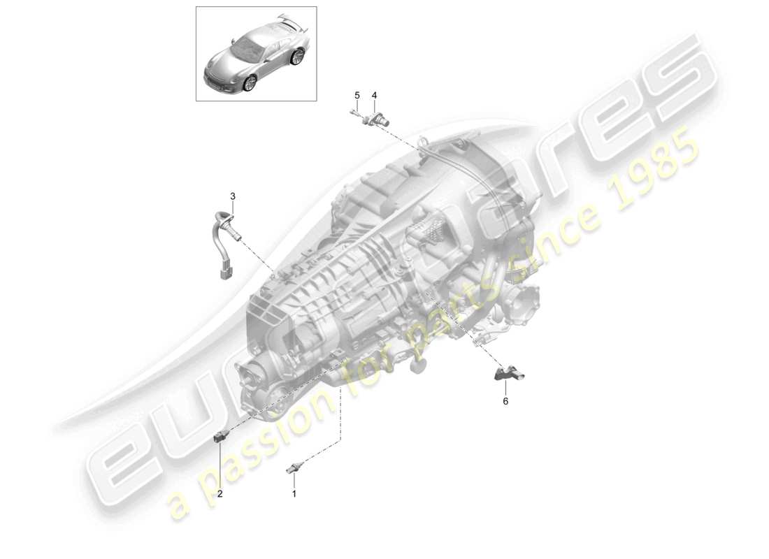 porsche 2021 (991-2 r/gt3/rs) manual gearbox individual parts part diagram