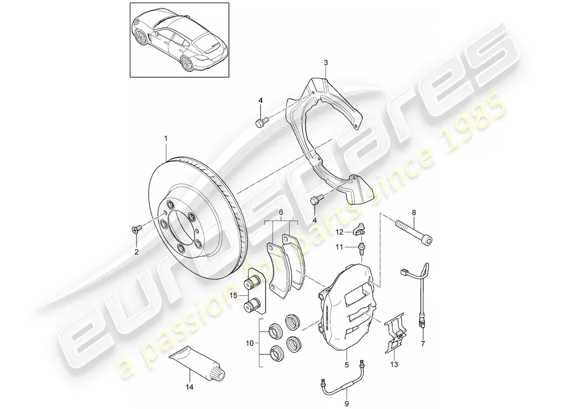 porsche 2010 (panamera 970) disc brakes parts diagram