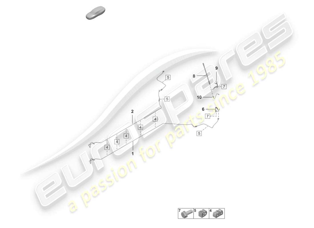 porsche 2022 (992-1) brake line center underbody rear parts diagram