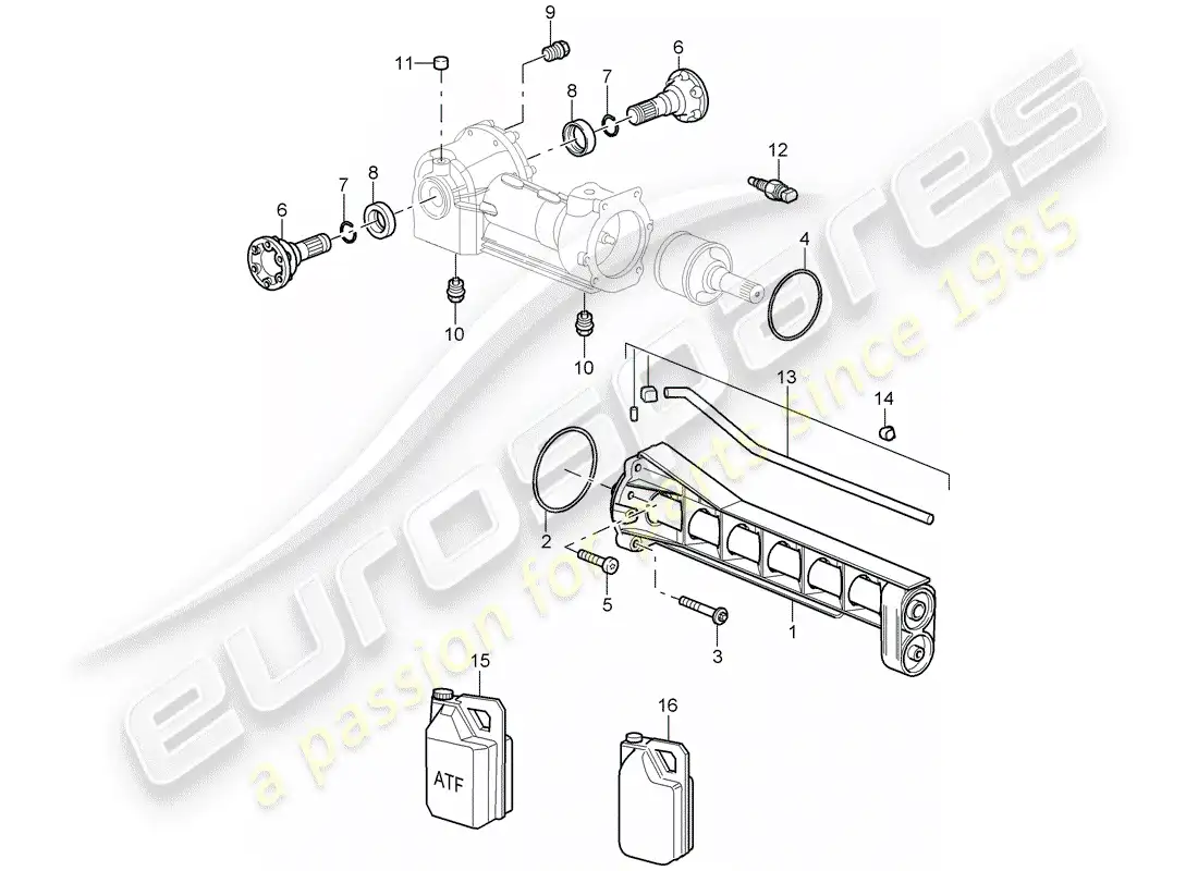 porsche 2008 (997-1 turbo / gt2) front axle differential parts diagram