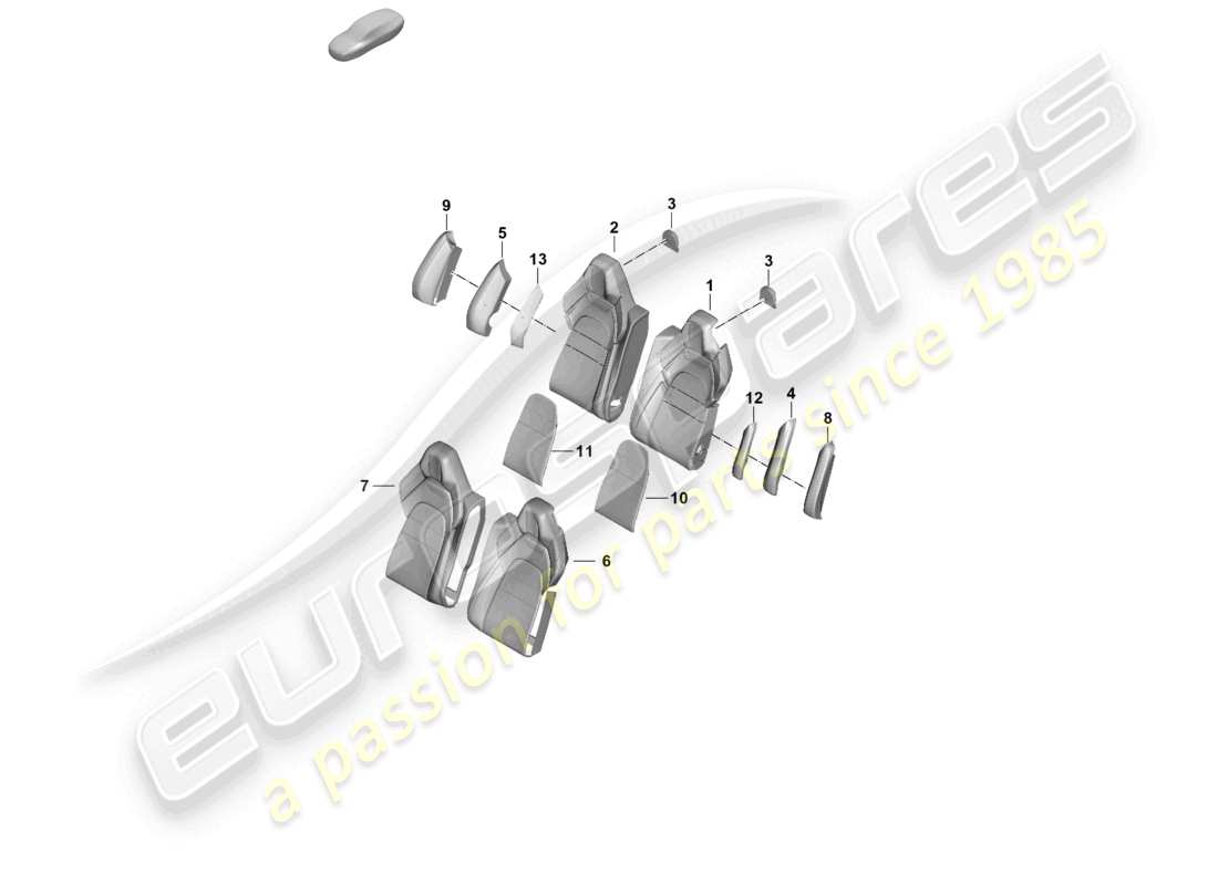 porsche 2024 (panamera 976) foam part rear back seat backrest backrest cover executive part diagram