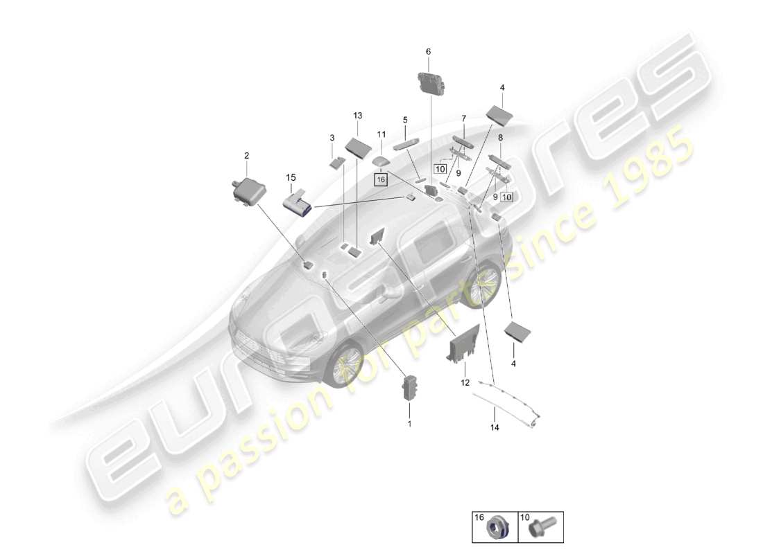 porsche 2024 (macan) aerial aerial amplifier part diagram